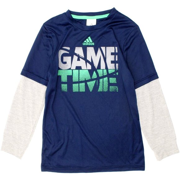 adidas Other - ADIDAS- Climate Boy's "Game Time" Graphic- Long Sleeve Tee- Blue- (Size 4T)